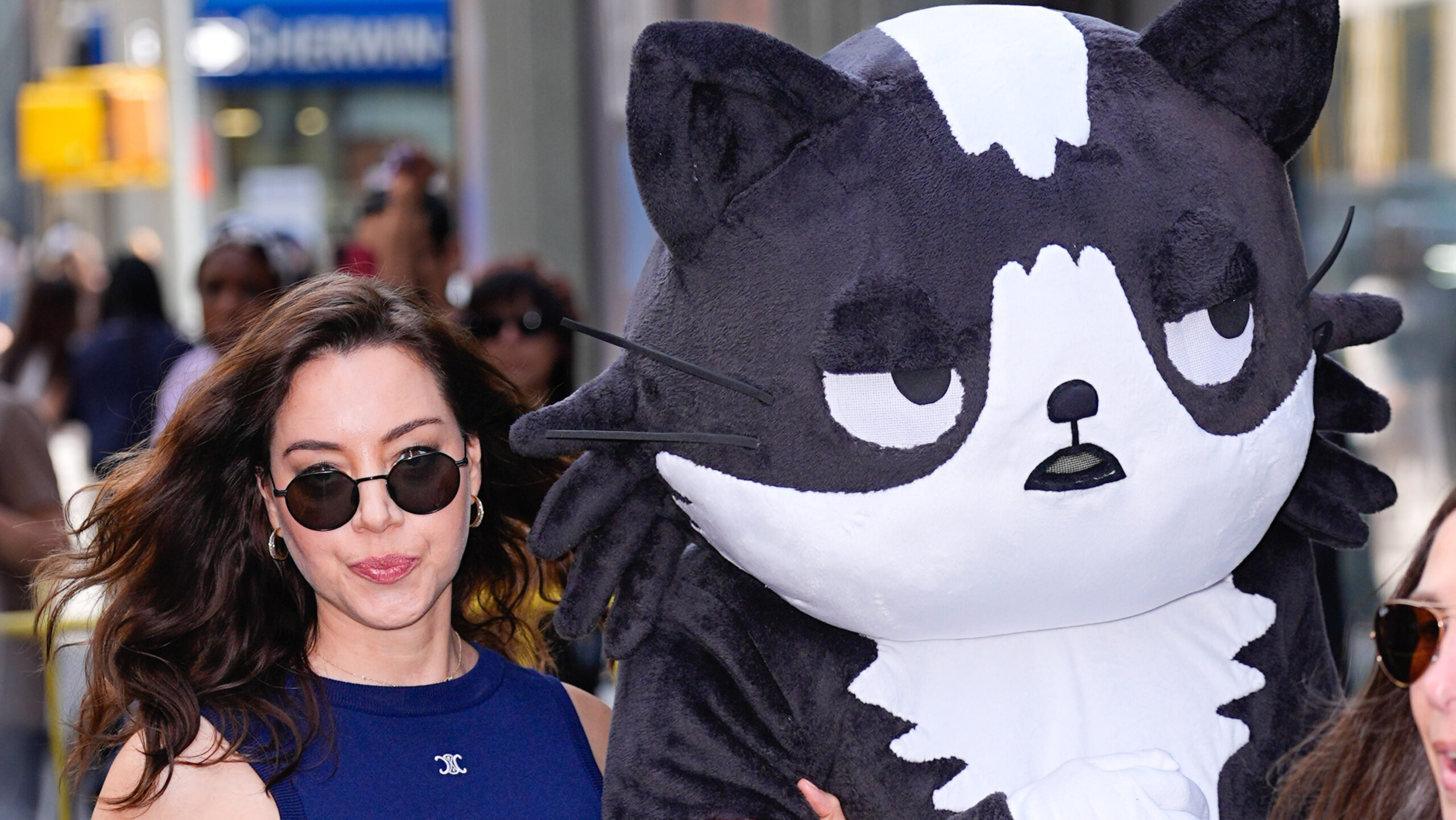 Aubrey Plaza y el gato que habla